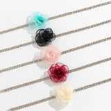 Rhinestone Choker Necklace Romantic Lace Flower Collar