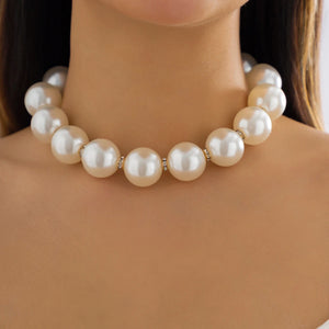 Pearls Rhinestone Choker Necklace Bridal Clavicle Chain