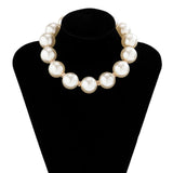Pearls Rhinestone Choker Necklace Bridal Clavicle Chain