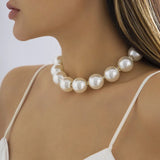 Pearls Rhinestone Choker Necklace Bridal Clavicle Chain