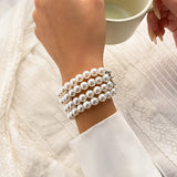 Pearl Beaded Wide Cuff Bracelet for Women