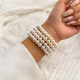 Pearl Beaded Wide Cuff Bracelet for Women