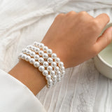 Pearl Beaded Wide Cuff Bracelet for Women