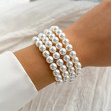 Pearl Beaded Wide Cuff Bracelet for Women