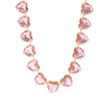Pink Rhinestone Heart Choker Necklace for Women