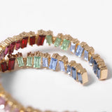 Geometric Round Hoop Earrings Rainbow Rhinestone Crystal Bling Statement Jewelry