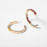 Geometric Round Hoop Earrings Rainbow Rhinestone Crystal Bling Statement Jewelry