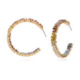 Geometric Round Hoop Earrings Rainbow Rhinestone Crystal Bling Statement Jewelry