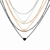 Minimalist Multilayer Metal Heart Clip Choker Necklace Set for Women