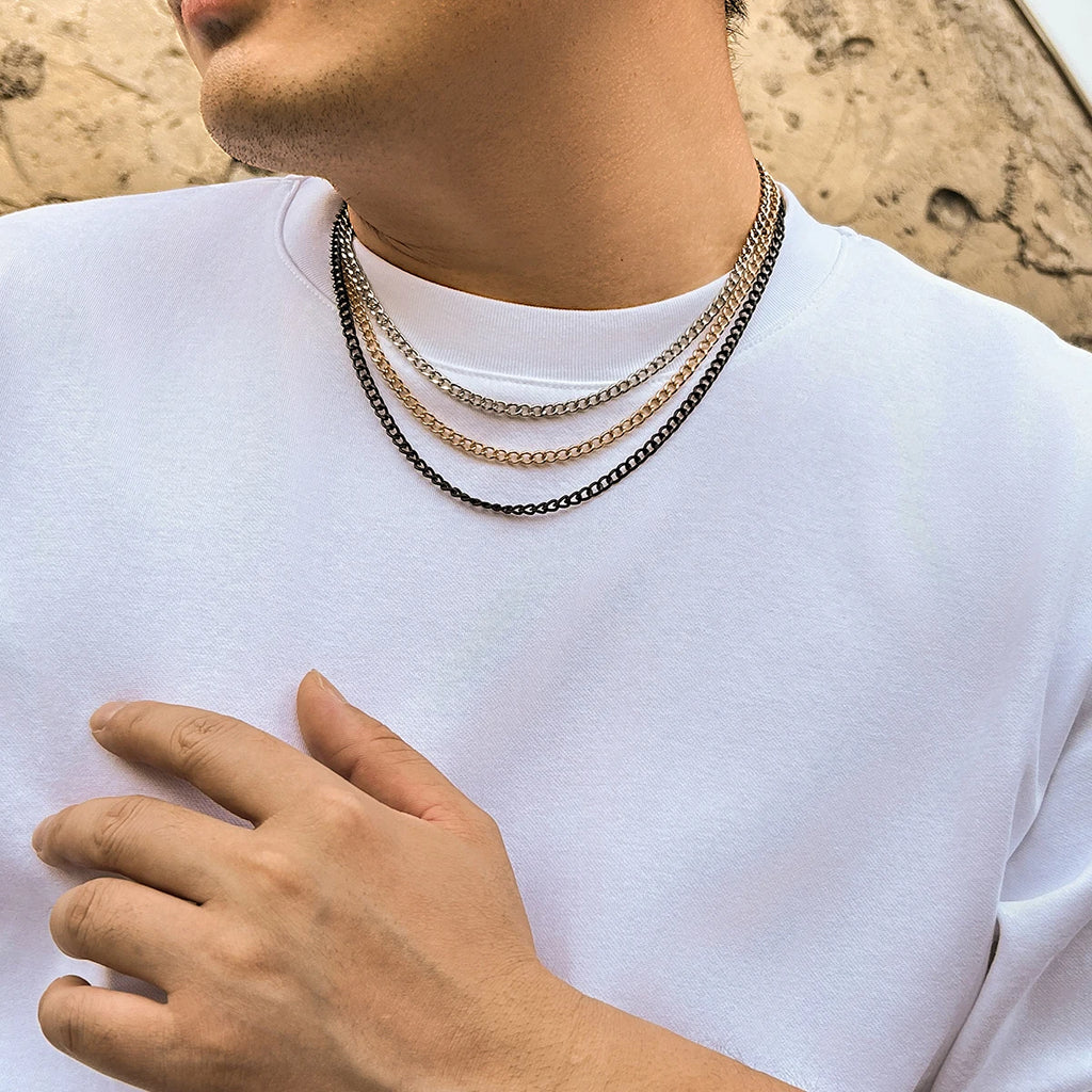 Multicolor Cuban Link Chain Choker Necklace for Punk Party