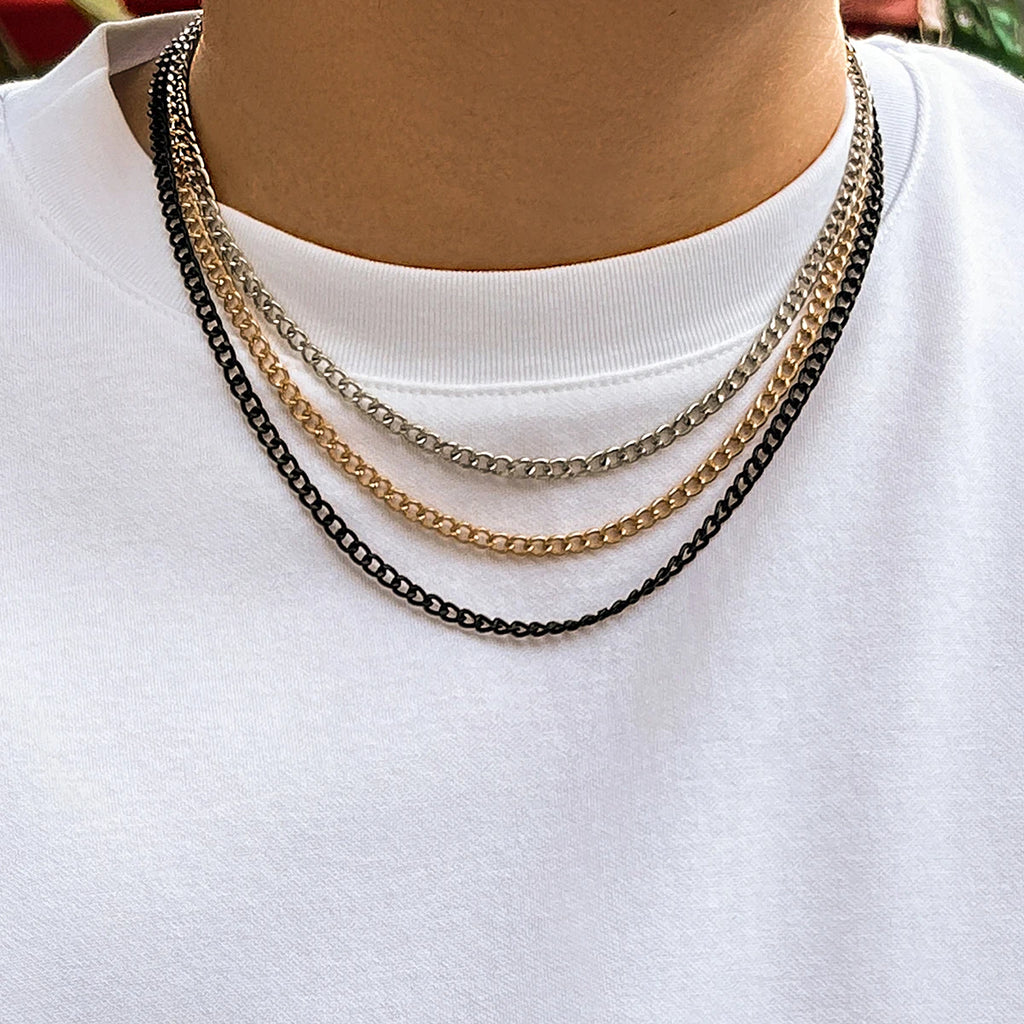 Multicolor Cuban Link Chain Choker Necklace for Punk Party