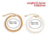 Vintage Baroque Pearls Cuban Link Chain Anklet for Women