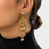 Punk Braided CCB Plastic Ball Hoop Earrings Geometric Round Ball Ear