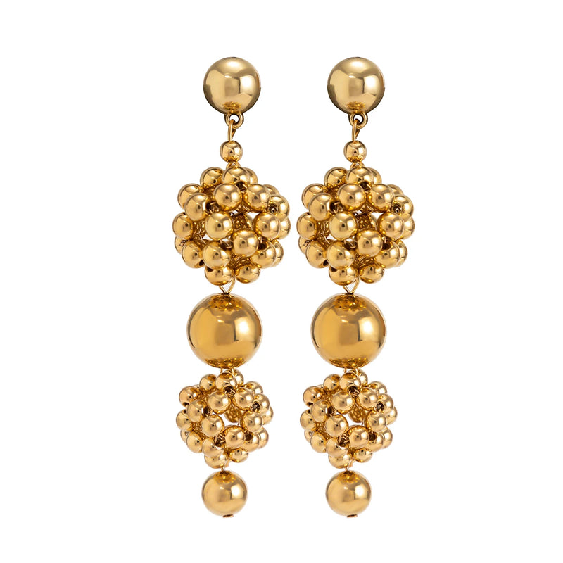 Punk Braided CCB Plastic Ball Hoop Earrings Geometric Round Ball Ear