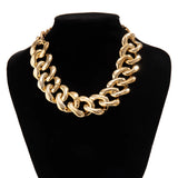 Punk CCB Buckle Cuban Chain Necklace for Women