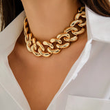 Punk CCB Buckle Cuban Chain Necklace for Women