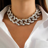 Punk CCB Buckle Cuban Chain Necklace for Women