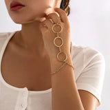 Geometric Circle Charm Finger Ring Bracelet for Women