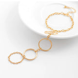 Geometric Circle Charm Finger Ring Bracelet for Women
