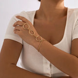 Geometric Circle Charm Finger Ring Bracelet for Women