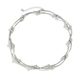 Irregular Metal Tube CCB Beads Choker Necklace Retro Silver Long Necklace