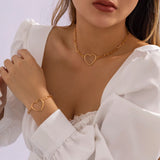Punk Hollow Heart Link Chain Set for Women Wedding
