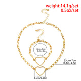 Punk Hollow Heart Link Chain Set for Women Wedding