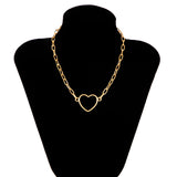 Punk Hollow Heart Link Chain Set for Women Wedding