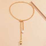 Punk Chain Long Necklace with Pearl Pendant for Women