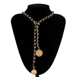 Punk Chain Long Necklace with Pearl Pendant for Women