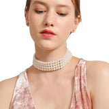 Punk Layered Pearl Choker Necklace Collar Statement Boho Pendant Necklace