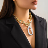 Punk Thick Edge Metal Pendant Necklace for Women