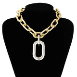 Punk Thick Edge Metal Pendant Necklace for Women