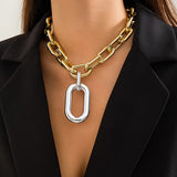 Punk Thick Edge Metal Pendant Necklace for Women