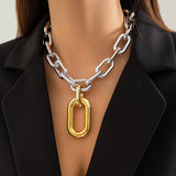 Punk Thick Edge Metal Pendant Necklace for Women
