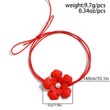 Romantic Pearl Flower Choker Necklace Gothic Wax Rope Chain Adjustable