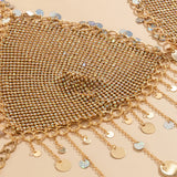 Sexy Rhinestone Mesh Tassel Sequin Bikini Bra Top Body Chain Women