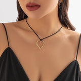 Geometric Hollow Love Heart Pendant Necklace for Women