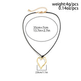 Geometric Hollow Love Heart Pendant Necklace for Women