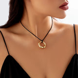 Geometric Hollow Love Heart Pendant Necklace for Women