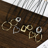 Geometric Hollow Love Heart Pendant Necklace for Women