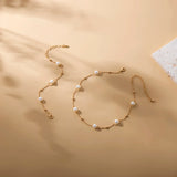 Pearl Charm Bracelet Necklace Set Punk Beaded Chain Party Wedding Jewelry
