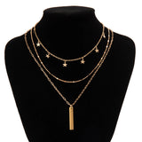 Metal Star Pendant Necklace for Women Punk Cross Chain Choker