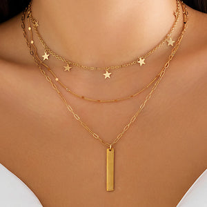 Metal Star Pendant Necklace for Women Punk Cross Chain Choker