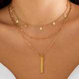Metal Star Pendant Necklace for Women Punk Cross Chain Choker
