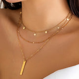 Metal Star Pendant Necklace for Women Punk Cross Chain Choker