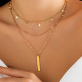 Metal Star Pendant Necklace for Women Punk Cross Chain Choker