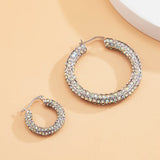 Steampunk Iced Out Crystal Hoop Earrings Bling Basketball Loop E