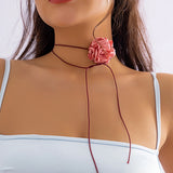 Sweet Rose Flower Choker Necklace For Women Adjustable Wedding Party Collar Jewe