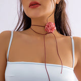 Sweet Rose Flower Choker Necklace For Women Adjustable Wedding Party Collar Jewe